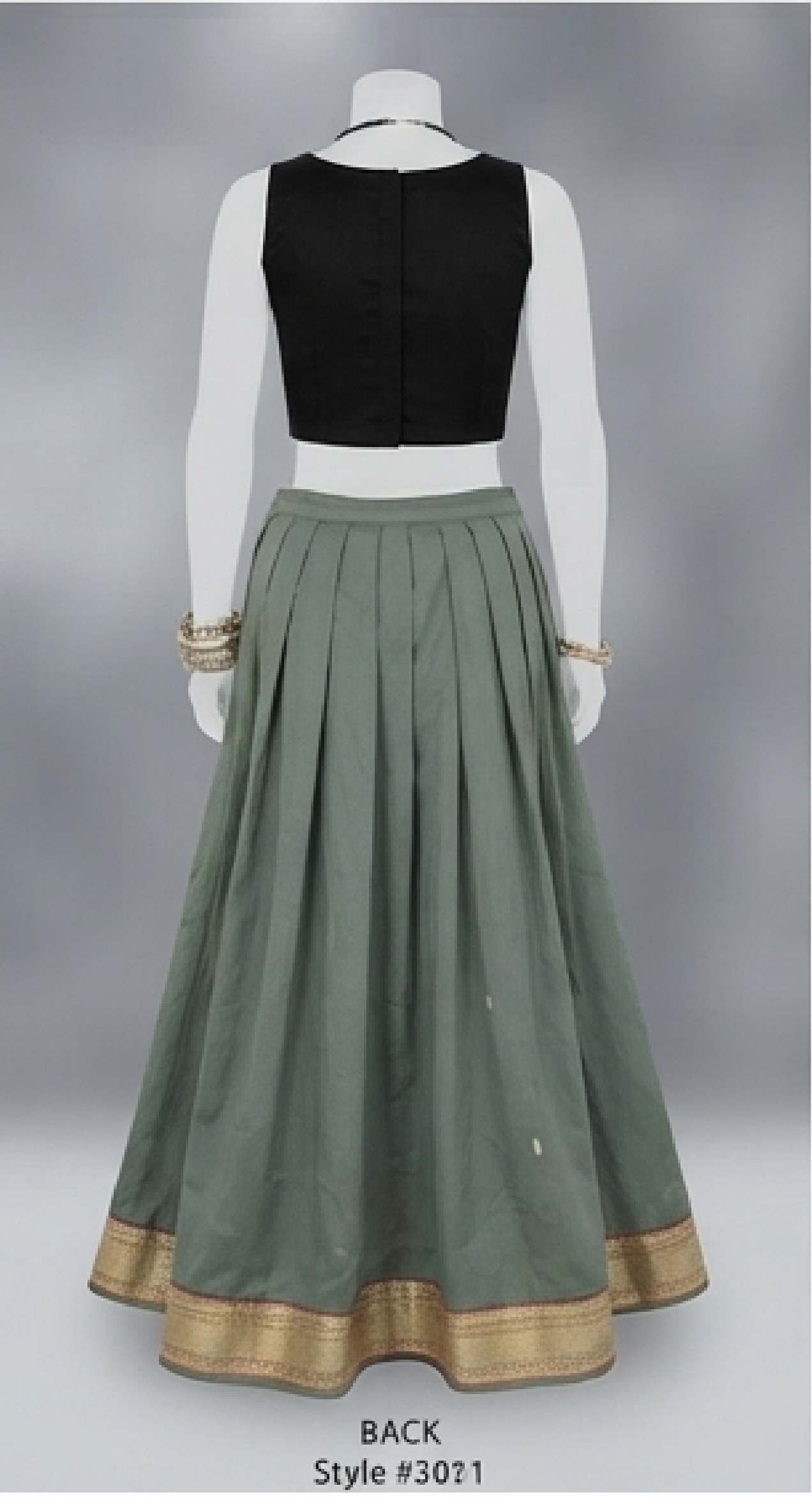 Elegant Pleated Lehenga Choli Set with Traditional Zari Border