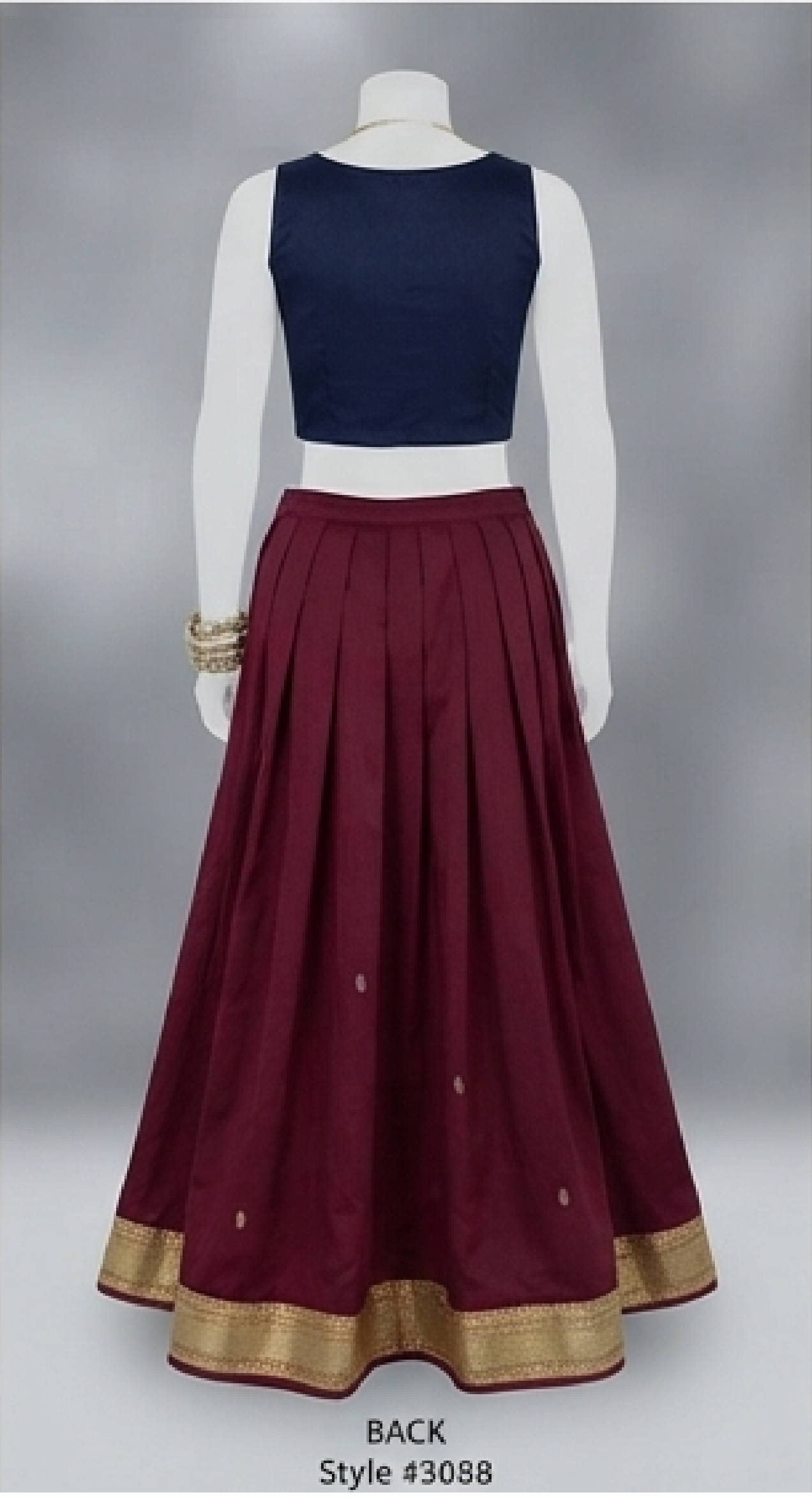 Elegant Pleated Lehenga Choli Set with Traditional Zari Border