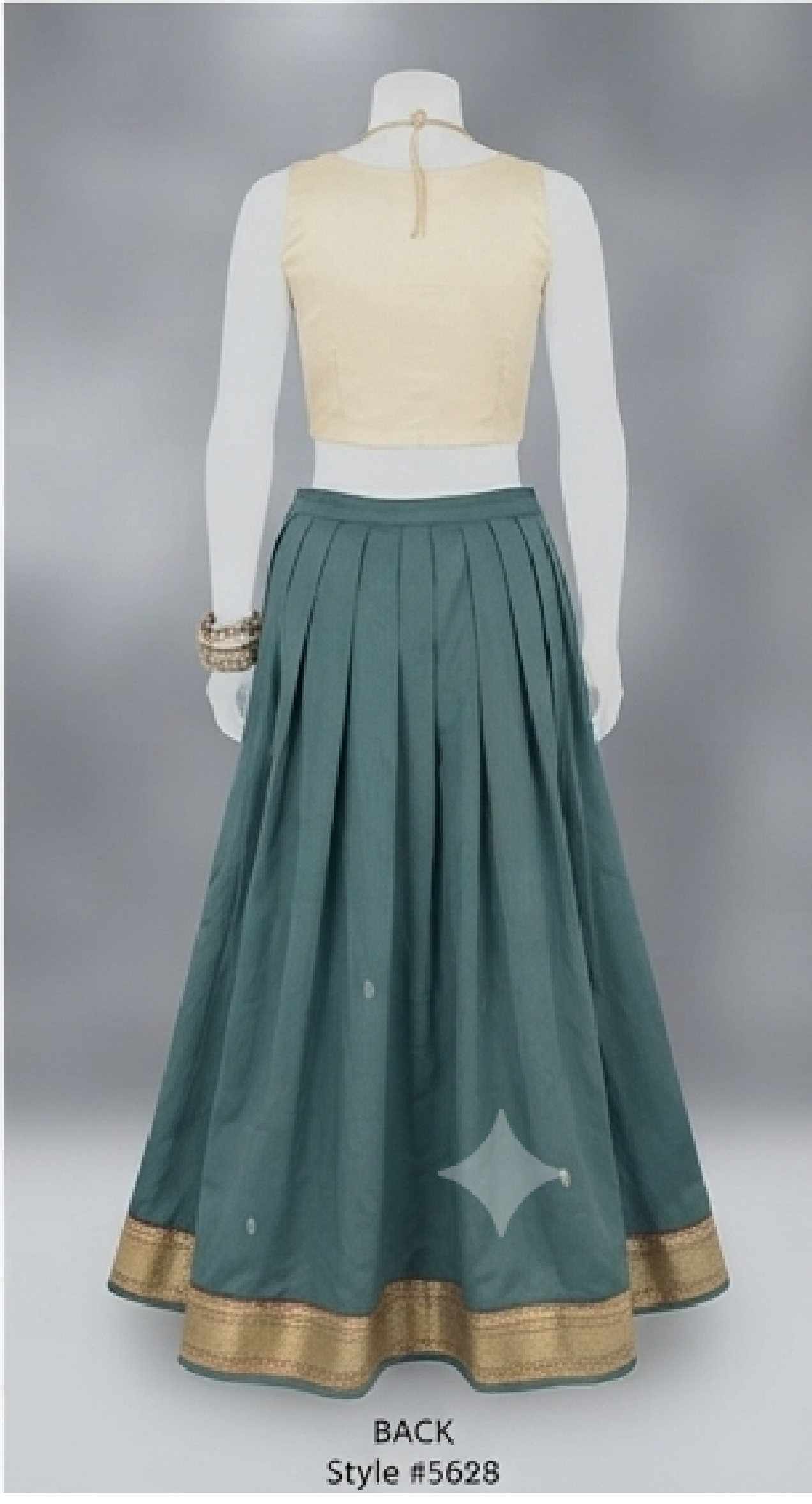 Elegant Pleated Lehenga Choli Set with Traditional Zari Border