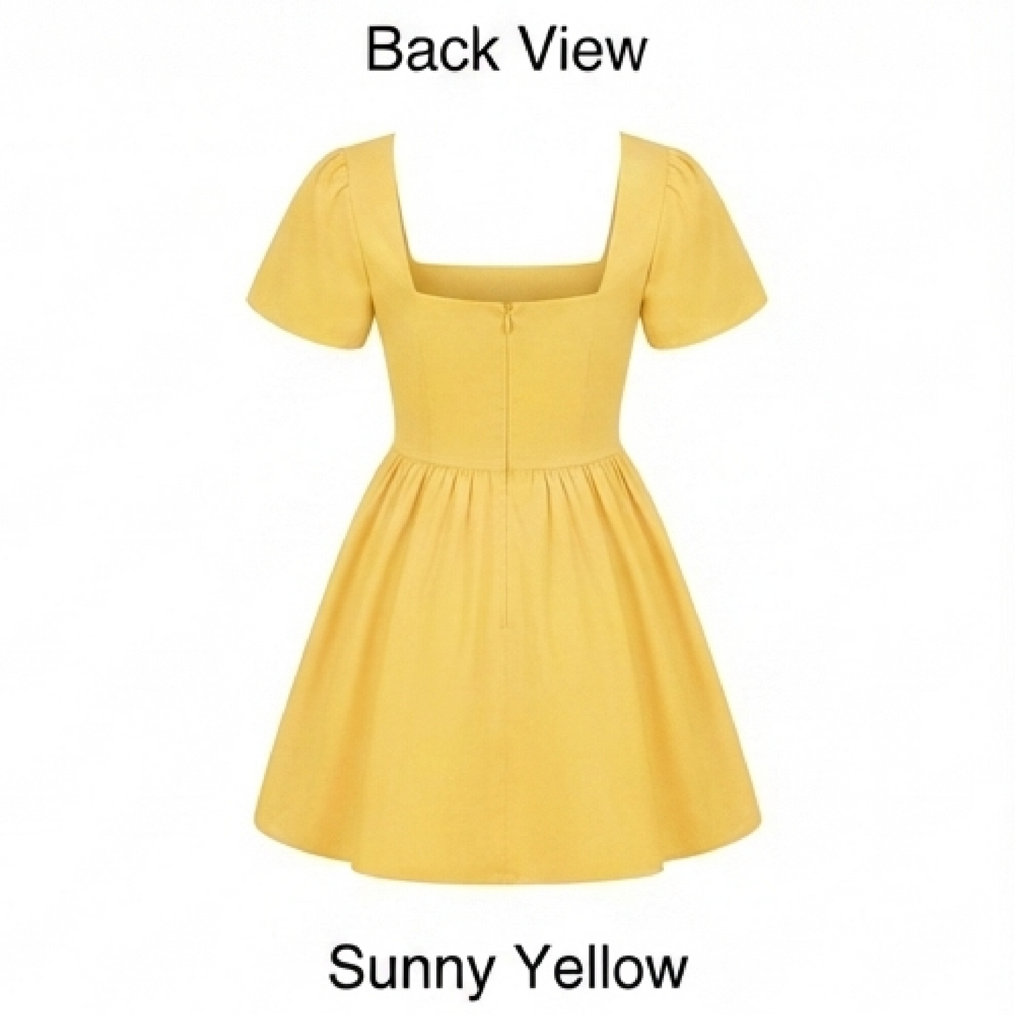 Square Neck Puff Sleeve Fit-and-Flare Mini Dress