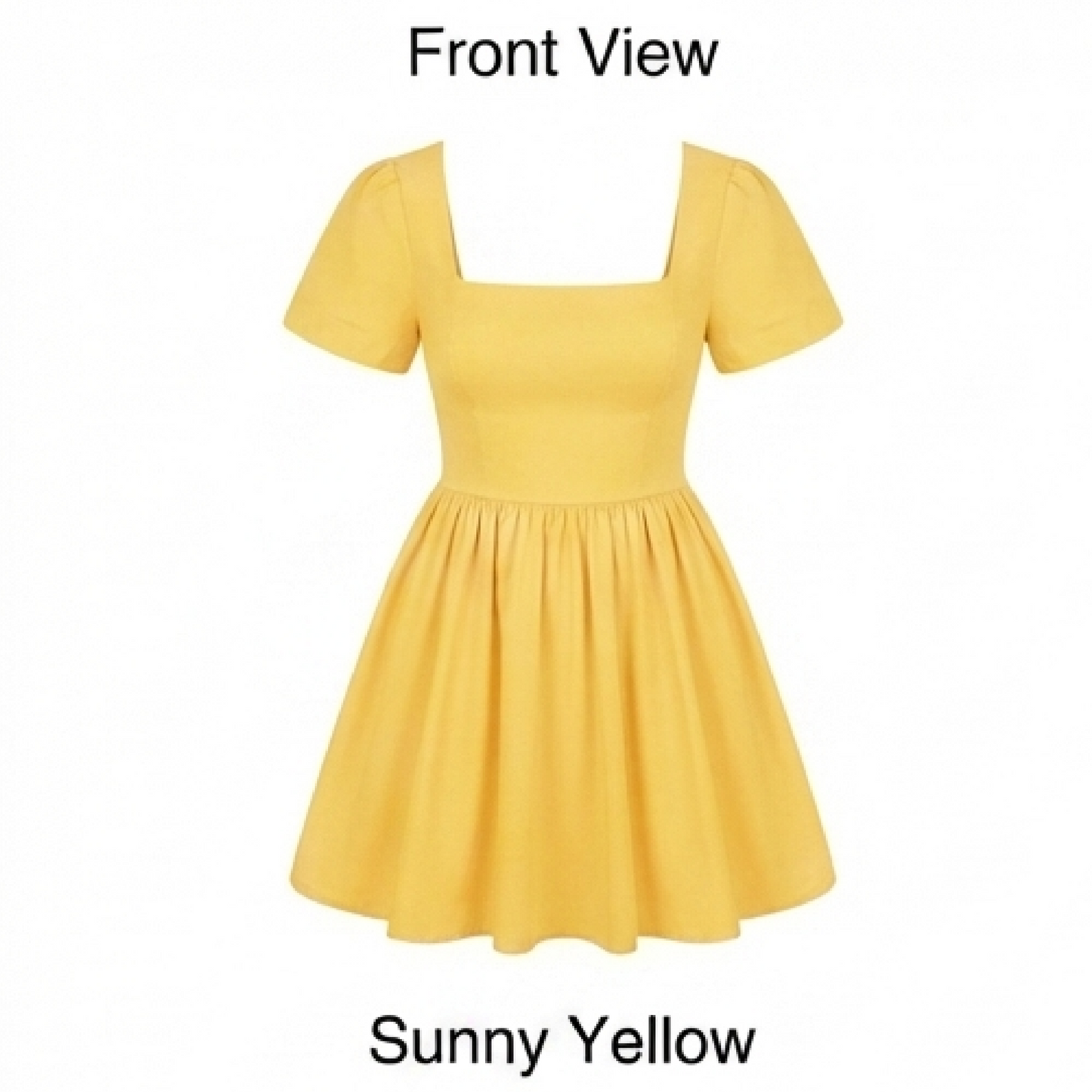 Square Neck Puff Sleeve Fit-and-Flare Mini Dress