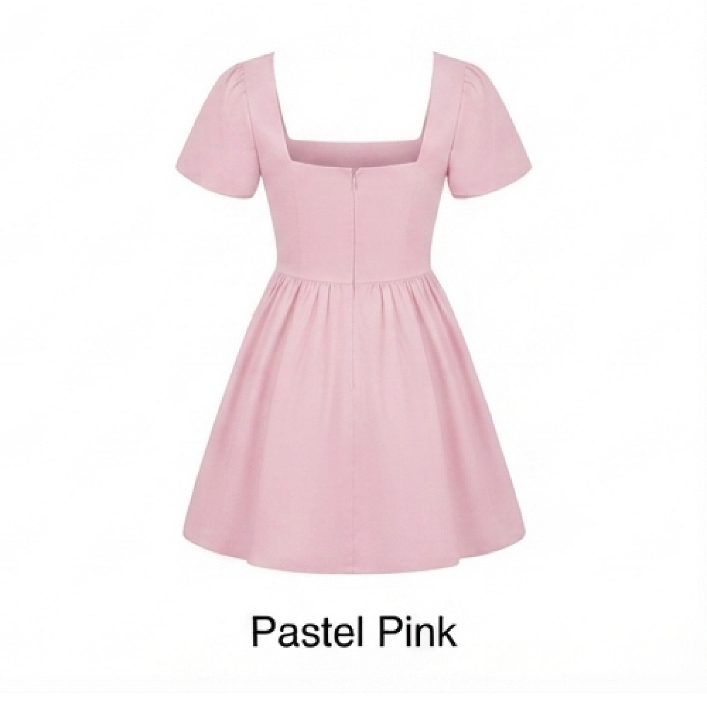 Square Neck Puff Sleeve Fit-and-Flare Mini Dress
