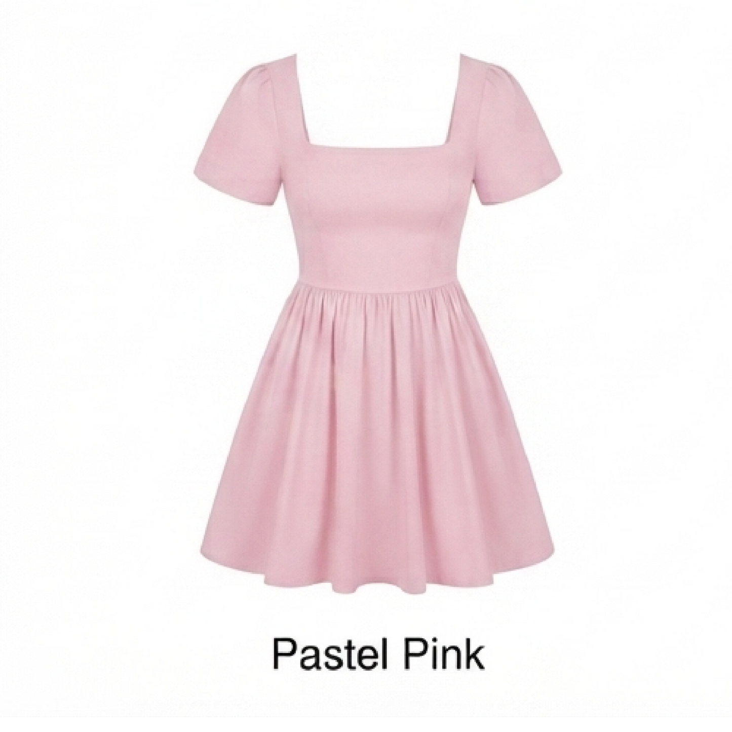 Square Neck Puff Sleeve Fit-and-Flare Mini Dress