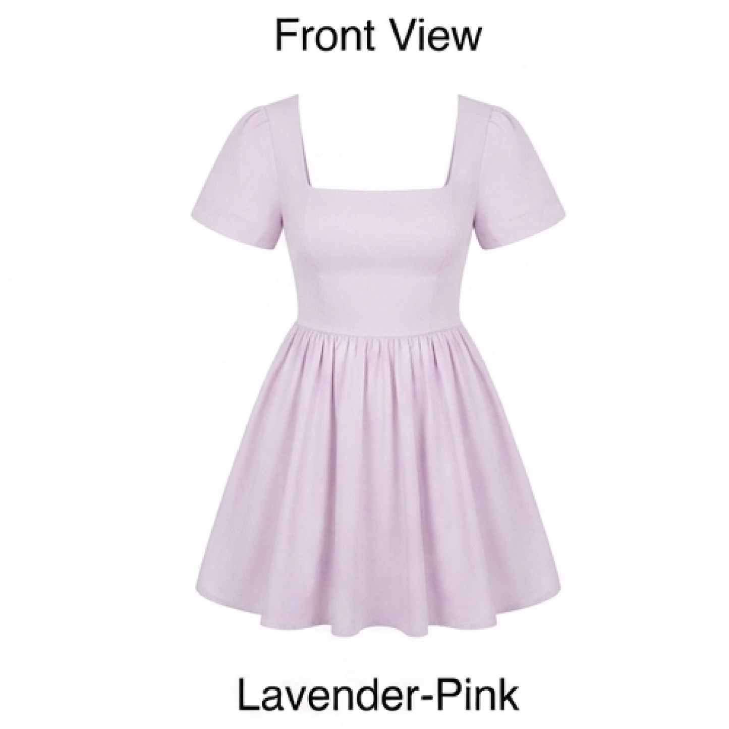 Square Neck Puff Sleeve Fit-and-Flare Mini Dress