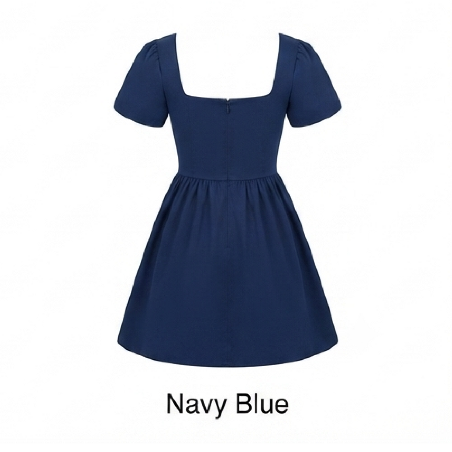 Square Neck Puff Sleeve Fit-and-Flare Mini Dress